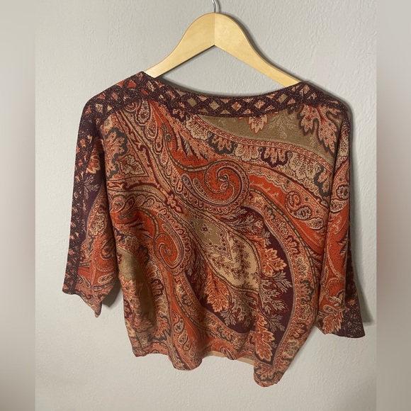 Chico’s NWT Coco Paisley Detail Pullover Size 1 (US Size 8/M) - Picture 7 of 10